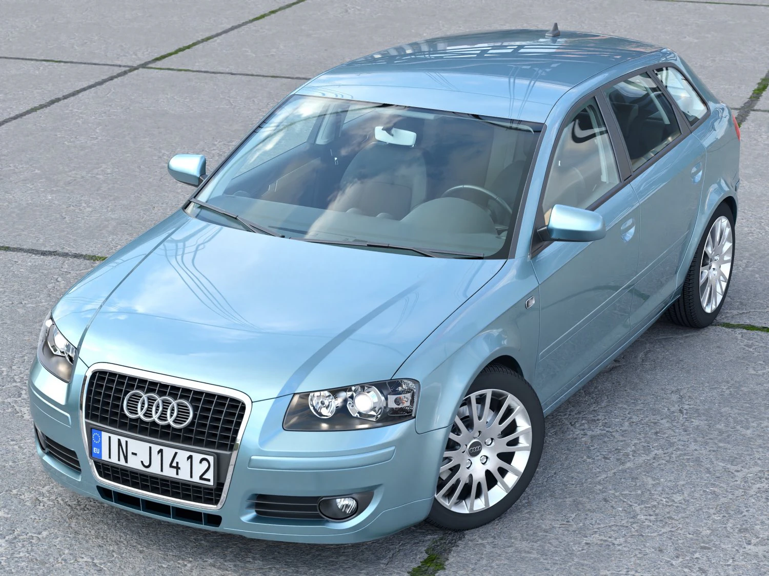 Audi A3 Sportback 2006 3D Model .c4d .max .obj .3ds .fbx .stl .blend 