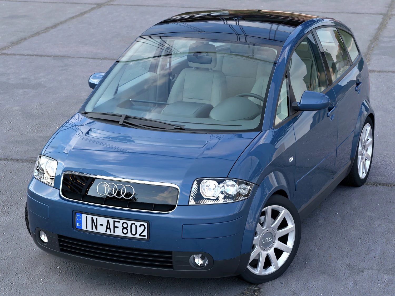 Audi A2 2003 3D Modell .c4d .max .obj .3ds .fbx .stl .blend 