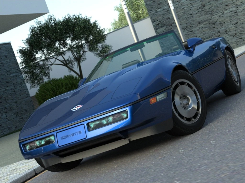 corvette convertible 1986 3D Model .c4d .max .obj .3ds .fbx .stl .blend 