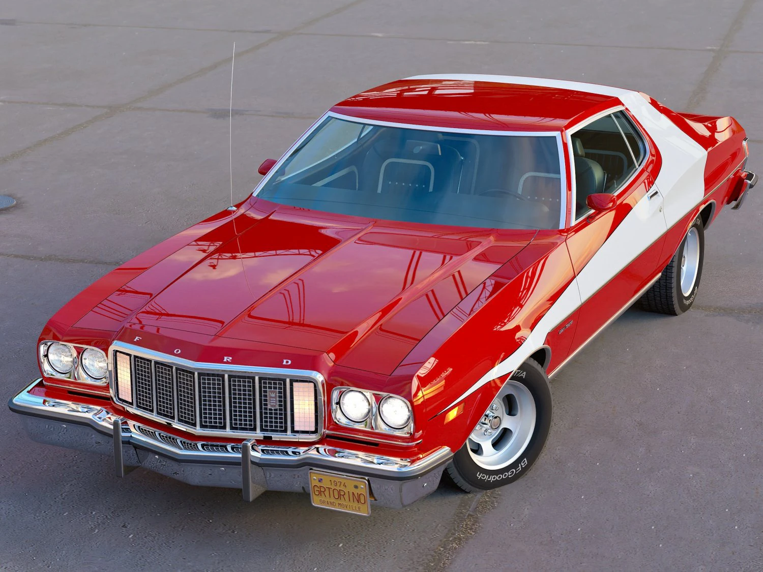Gran Torino Starsky Hutch 1974 3D Model .c4d .max .obj .3ds .fbx .stl .blend 