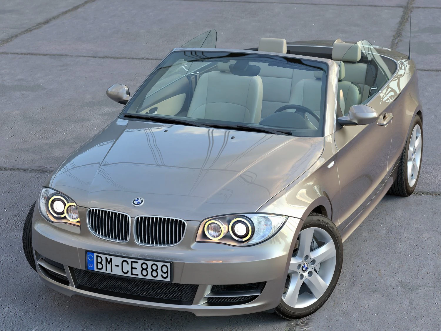 E88 Cabrio 2009 3D Model .c4d .max .obj .3ds .fbx .stl .blend