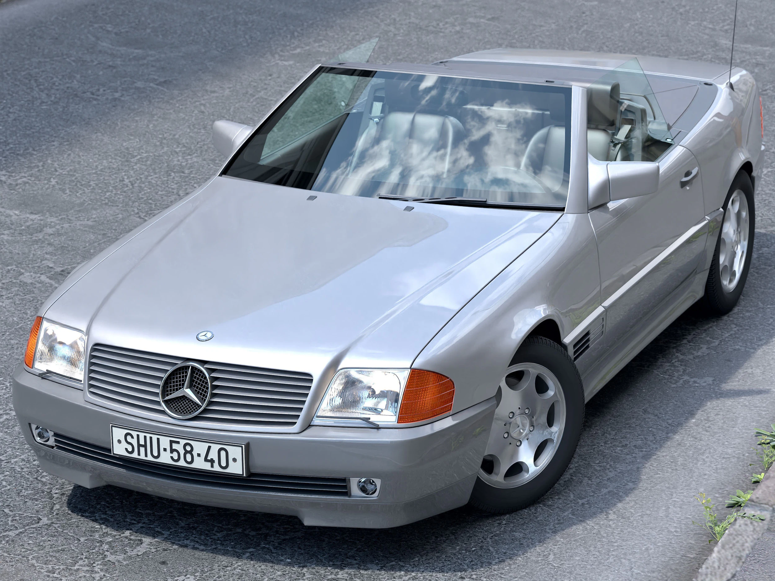 Mercedes-Benz SL 1990 R129 3D Model .c4d .max .obj .3ds .fbx .stl .blend 