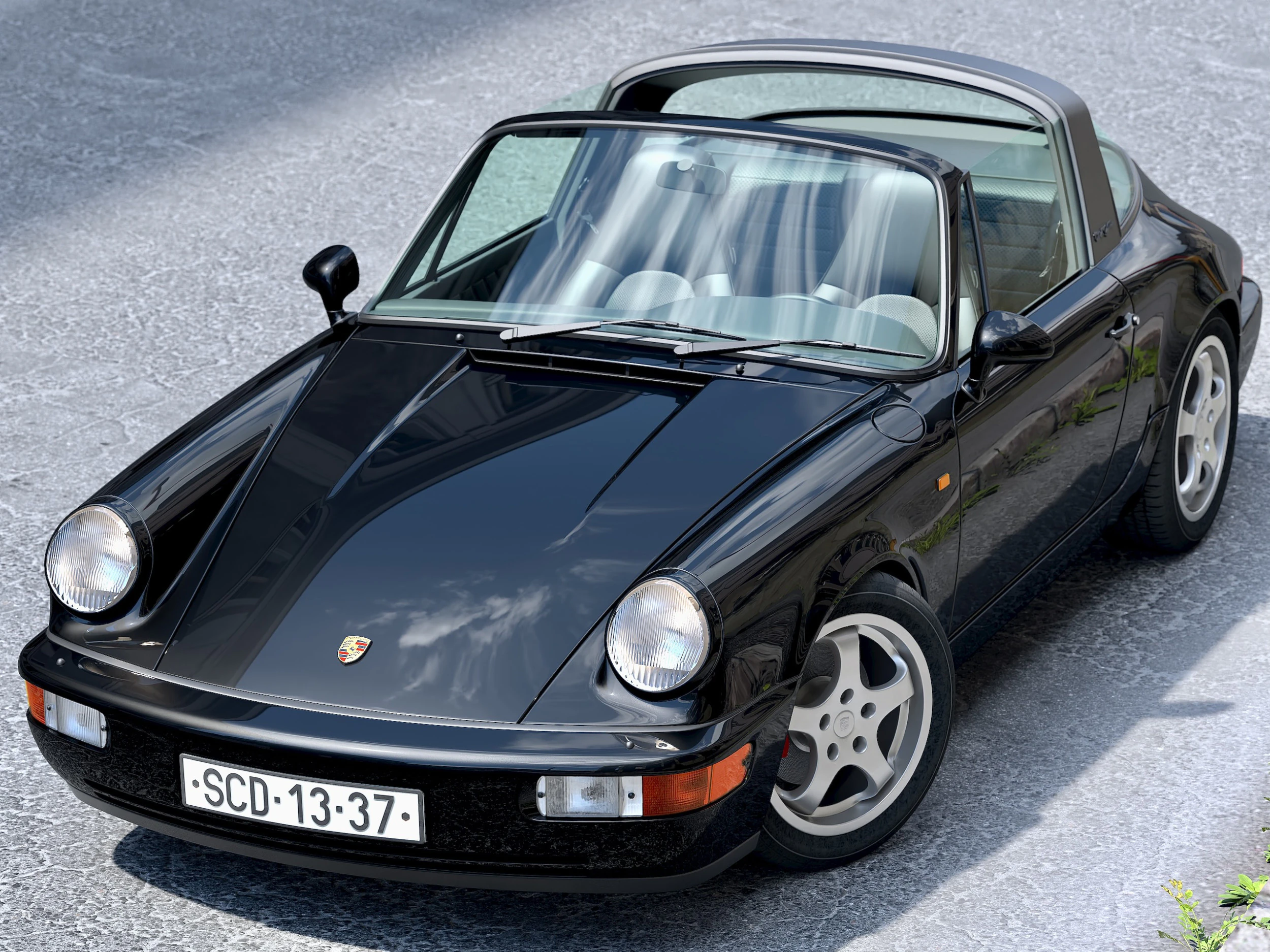 Porsche 911 Targa 1990 3D Model .c4d .max .obj .3ds .fbx .stl .blend 