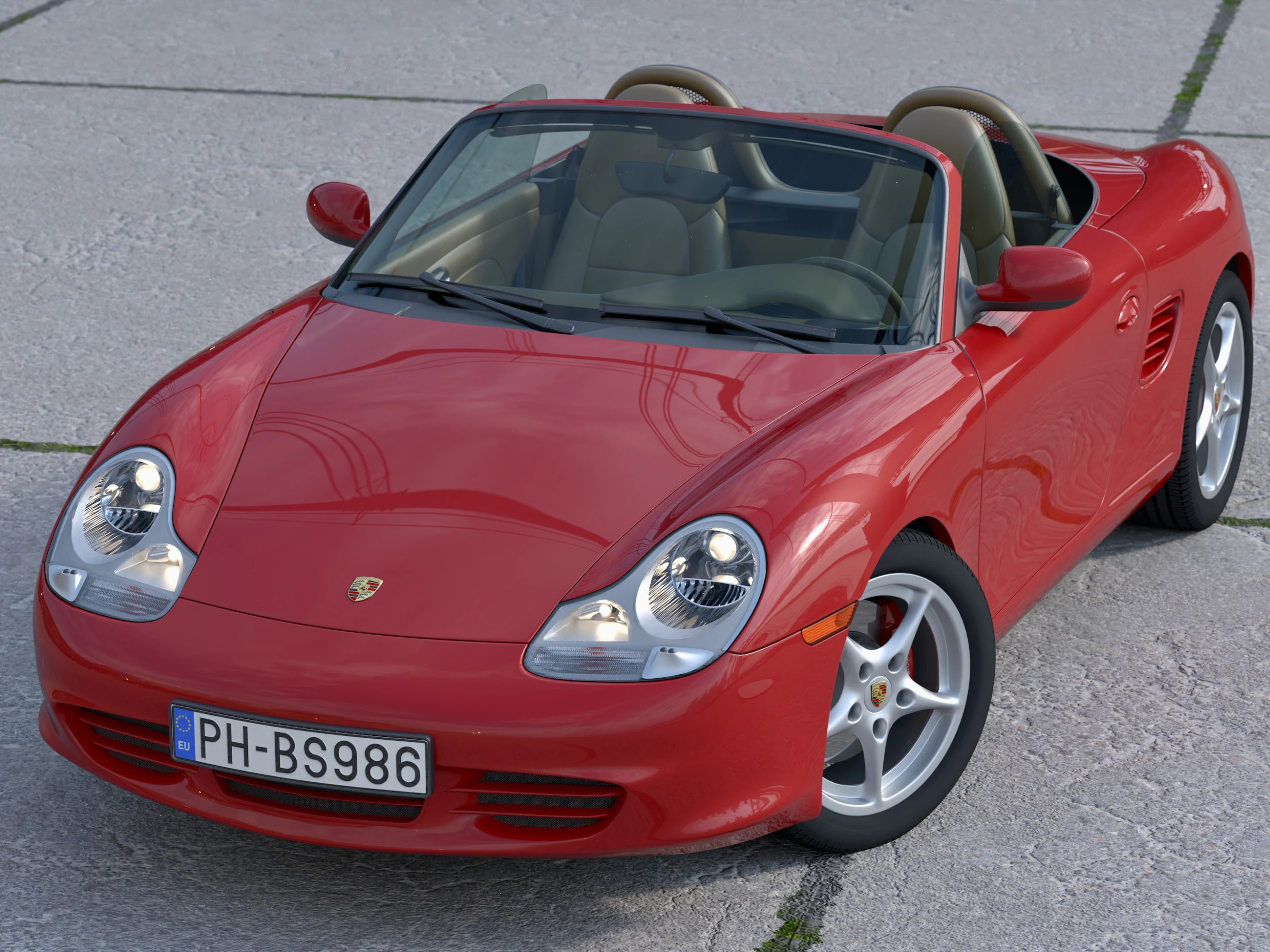 Porsche Boxster S 2003 3D Model .c4d .max .obj .3ds .fbx .stl .blend