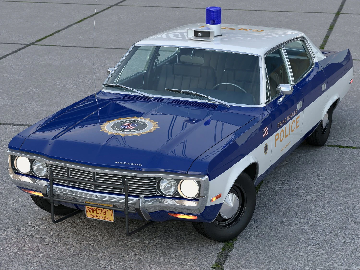 AMC Matador Police 1972 3D Model .c4d .max .obj .3ds .fbx .stl .blend 