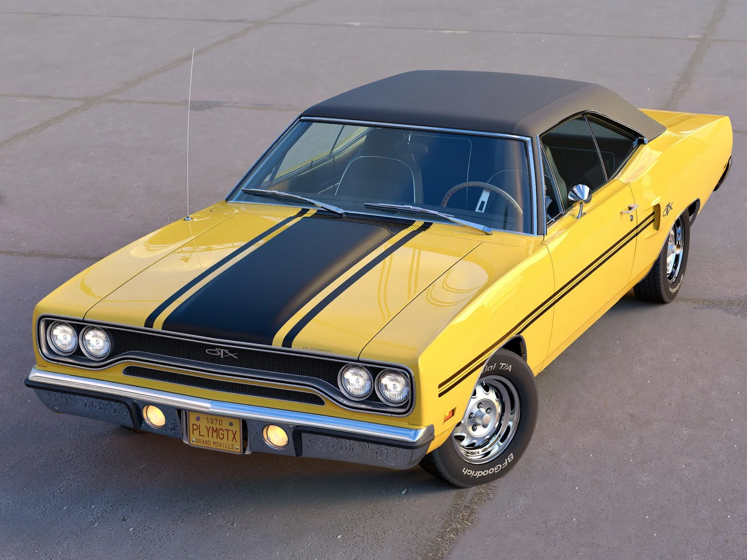 Plymouth GTX 1970 3D Model .c4d .max .obj .3ds .fbx .stl .blend 