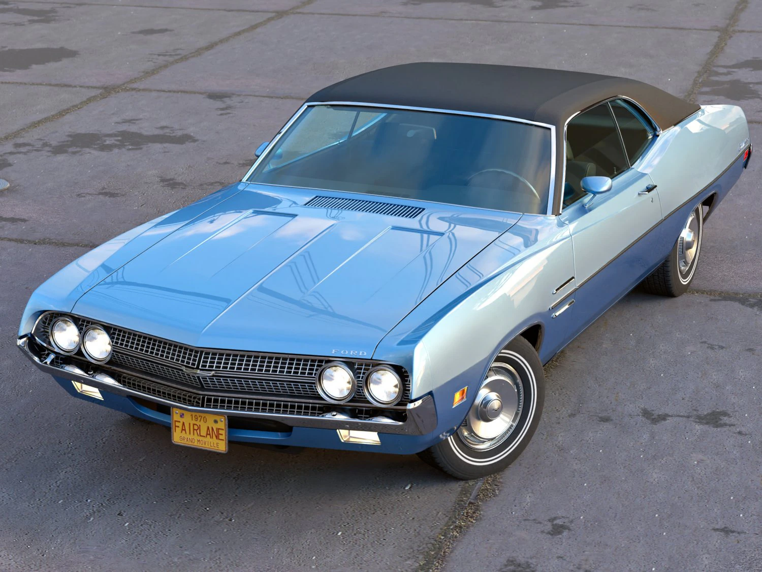 Fairlane Coupe 1970 3D Model .c4d .max .obj .3ds .fbx .stl .blend