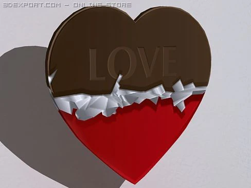 chocolate heart 3D Model .c4d .max .obj .3ds .fbx .stl .blend