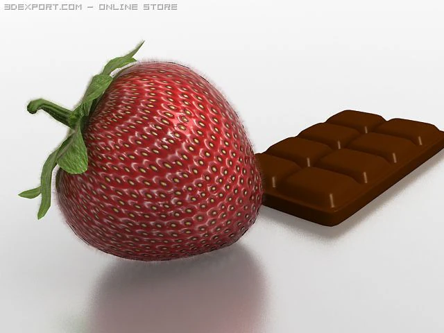 strawberry and chocolate 3D Model .c4d .max .obj .3ds .fbx .stl .blend
