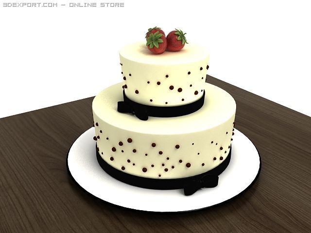 cake with strawberries 3D मॉडल .c4d .max .obj .3ds .fbx .stl .blend 
