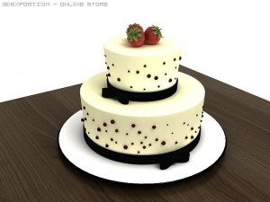 cake with strawberries 3D 모델