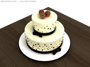 cake with strawberries 3D मॉडल