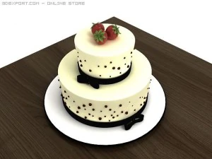 cake with strawberries 3D Model