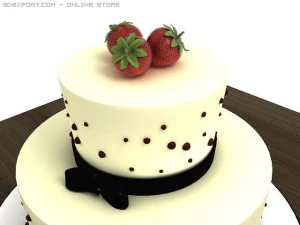 cake with strawberries 3D Model