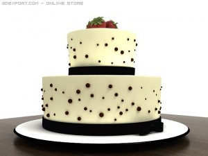 cake with strawberries 3D मॉडल