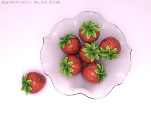 cup of glass with strawberries 3D-Modell