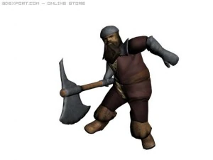 dwarf rigged and animated 3D Model