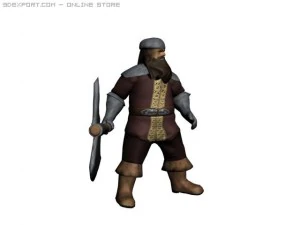 dwarf rigged and animated 3D Model