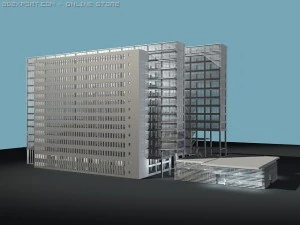 edificio per uffici della casa americana Modello 3D