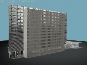 american house office building Modello 3D