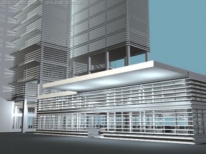 american house office building Modello 3D