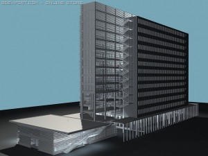 american house office building Modello 3D