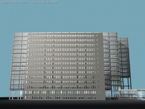 american house office building Modello 3D