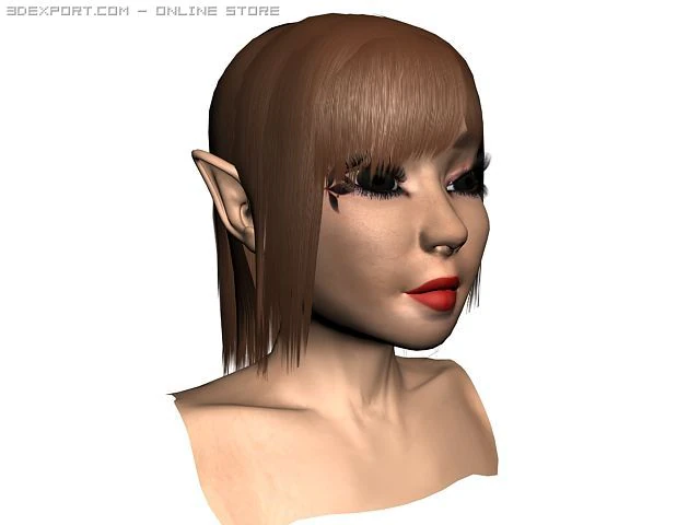 elf woman head 3D Model .c4d .max .obj .3ds .fbx .stl .blend