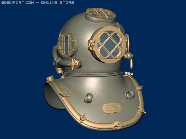 ww ii vintage us navy mark v underwater helmet 3D Model .c4d .max .obj .3ds .fbx .stl .blend 