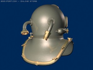 ww ii vintage us navy mark v underwater helmet 3D Model