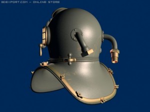 ww ii vintage us navy mark v underwater helmet 3D Model