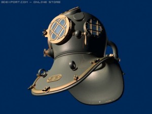 ww ii vintage us navy mark v underwater helmet 3D Model
