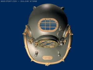 ww ii vintage us navy mark v underwater helmet 3D Model