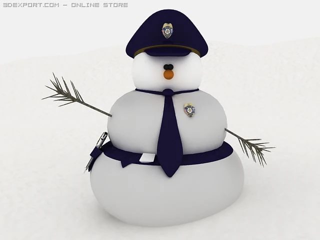 snowman policeman 3D Model .c4d .max .obj .3ds .fbx .stl .blend 
