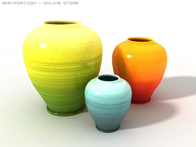 modern decorative jars 3D Model .c4d .max .obj .3ds .fbx .stl .blend 
