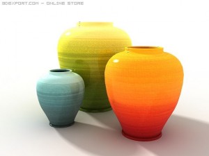 modern decorative jars Modello 3D