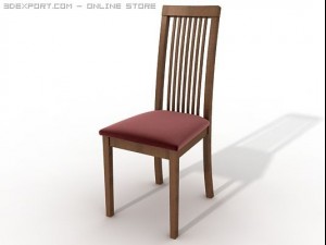 wooden dining room chair 3D मॉडल