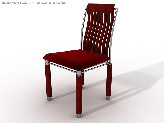 red wood and plush chair 3D Model .c4d .max .obj .3ds .fbx .stl .blend 