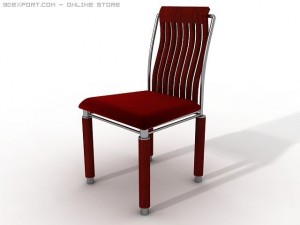red wood and plush chair 3D Model