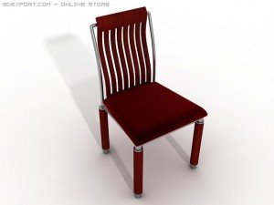 red wood and plush chair 3D Model