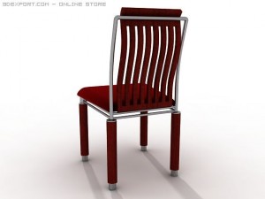 red wood and plush chair 3D Model