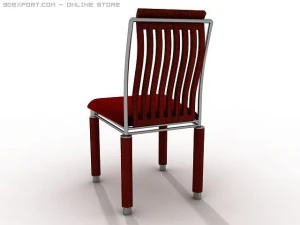 red wood and plush chair 3D Model