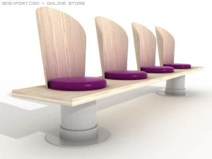 연결된 대기 의자 3D 모델