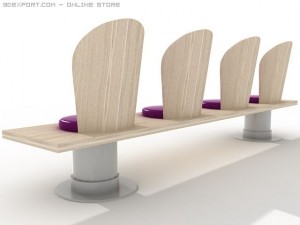 waiting chairs connected 3D Model