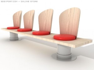 waiting chairs connected 3D Model