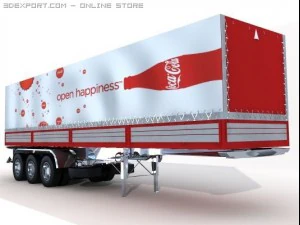 trailer truck semi container box storage com 3D Model