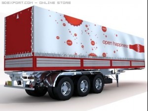 trailer truck semi container box storage com 3D Model