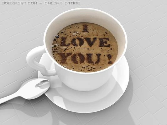 coffee love foarm cup 3D Model .c4d .max .obj .3ds .fbx .stl .blend