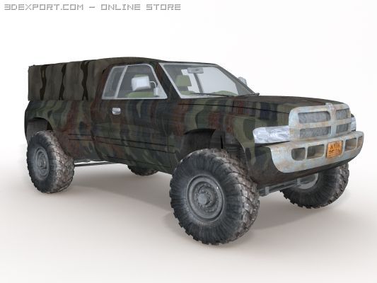 rusted army dodge 3D Model .c4d .max .obj .3ds .fbx .stl .blend 