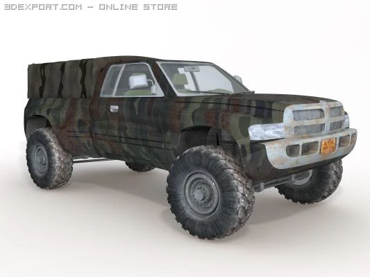 rusted army dodge 3D Model .c4d .max .obj .3ds .fbx .stl .blend 
